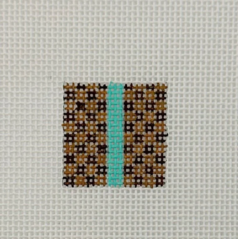 Brown Check with Aqua 1 Inch Square - BW583 18 Mesh Blue Waters Needlepoint