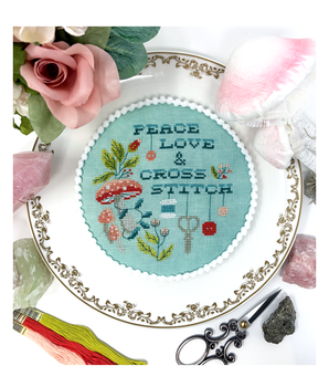 Peace Love & Cross Stitch 74w x 72h by Tiny Modernist Inc 26-2482