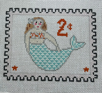 SF117 Mermaid Stamp 4 1/2 x 3 1/2 18 Mesh Sara Fitz The Collection Designs