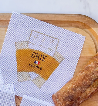 3D Wedge of Brie Cheese Needlepoint Canvas Alli Eagan Designs