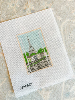 Parisian Window 3.5" x 5" on 18 count  Alli Eagan Designs