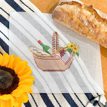 Picnic Basket Needlepoint Canvas SSAE019- 4" x 5" on 18 coun Alli Eagan Designs