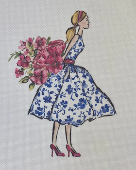 ECT1127A Blue White Dress 10 x 9 18 Mesh Ellen Crimi-Trent