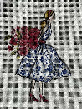 ECT1127B Blue White Dress 6 x 5 18 Mesh Ellen Crimi-Trent