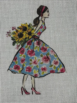 ECT1128B Dress with pink flowers 6x5  18 Mesh Ellen Crimi-Trent