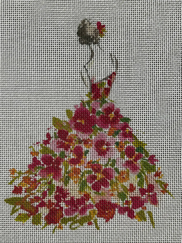 ECT876E (ECT829B)Lady w/Multi Flowers 6x5 18 Mesh Ellen Crimi-Trent