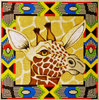 P123 Giraffe with border 10.5 x 10.5,13g Trubey Designs