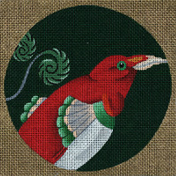 ED-1185F Tropical Bird Little King Bird of Paradise, New Guinea 5½ x 5½ 18 Mesh Dede's Needleworks