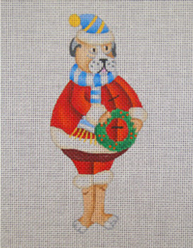 ED-18036C Dede's Needleworks A Santa Pup w/ Wreath 4 x 5, 18g