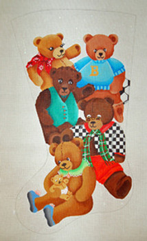 ED-1368 Teddies Family & Friends Stocking 13g Dede's Needleworks 