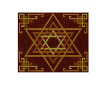 JT075G/B Two A T Design TEFILLIN Size: 8 x 9 ½, 13g Woven Star Burgundy/Gold