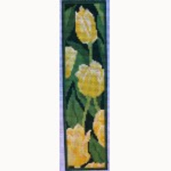 Wg11862 Yellow Tulips Bookmark 2 X 7   18ct Whimsy And Grace BOOKMARK 