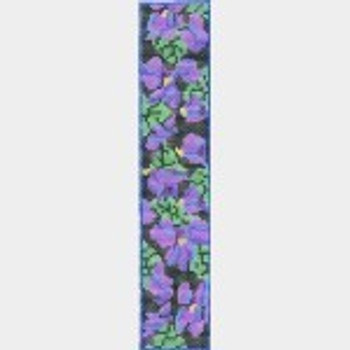 Wg11873 Violets in Black 2 X 7   18ct Whimsy And Grace BOOKMARK 