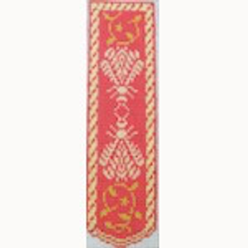 Wg12582 N's Bee coral & butter 1 3/4 X 7   18 ct Whimsy And Grace BOOKMARK 