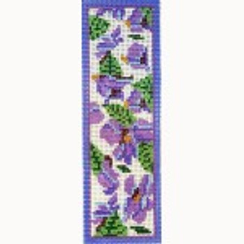 Wg11874 Violets in Ivory 2 X 7   18ct Whimsy And Grace BOOKMARK 