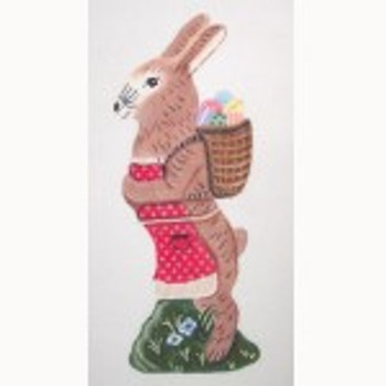 Wg11206 Hiking Rabbit - Rabbit in Red 12 1/2 X 4 1/2  18ct Whimsy And Grace MONI'S FOLK ART 