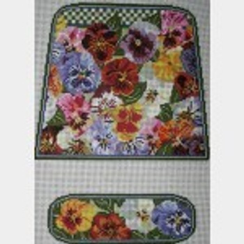 Wg11621 3 piece Pansy Pouch 8 1/2 X 8 3/4 X 3  13 ct Whimsy And Grace Purse 