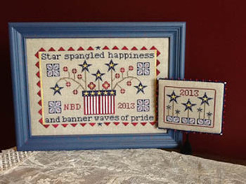 YT Spangled Happiness Framed: 111h x 171w, Pin Keep: 53h x 65w Needle Bling Designs