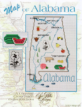 Alabama Map by Sue Hillis Designs 7424 