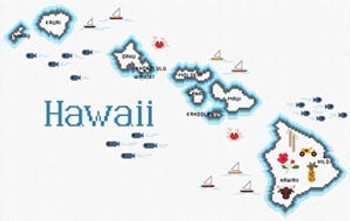 Hawaii Map by Sue Hillis Designs 7434 