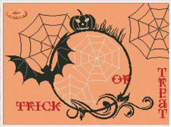 AAN208 Halloween Atmosphere 262w x 189h Alessandra Adelaide Needleworks Counted Cross Stitch Pattern