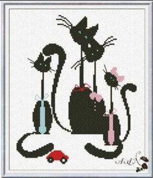 YTAAN193 Meow Family Alessandra Adelaide Needleworks Counted Cross Stitch Pattern