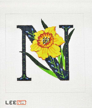 AO1044 Lee's Needle Arts Letter N-Narcissus - 7"x7" - 16 Mesh