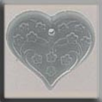 12183 Mill Hill Glass Treasure Medium Floral Emb. Heart Matte Crystal