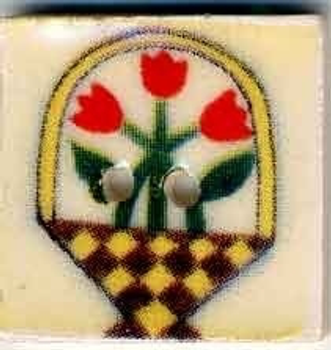 87015 Tulip Basket on White; 3/4" x 3/4" Jim Shore Collection 