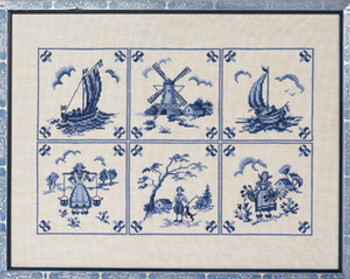 7712899 Eva Rosenstand Kit Blue Dutch Tiles 15" x 20"; Linen; 25ct