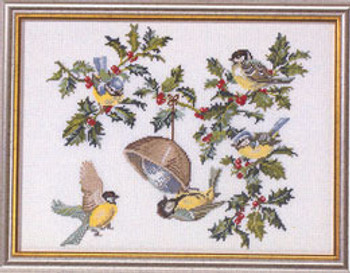 7712451 Eva Rosenstand Kit Birds & Holly 16" x 12"; Linen ; 30ct