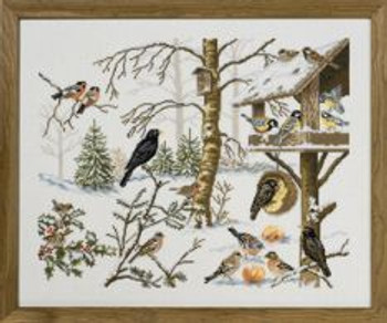 7792651 Eva Rosenstand Kit Eating Birds 22" x 18"; Aida; 14ct