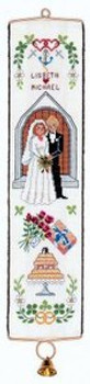 7713340 Eva Rosenstand Kit Wedding Bellpull 773340  4" x 18"; Linen; 30ct