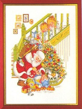 7712985 Eva Rosenstand Kit Santa Claus with Children 12" x 16"; Linen; 26ct