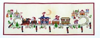 77082208 Eva Rosenstand Kit Advent Calendar Train 16" x 46"; Linen; 26ct