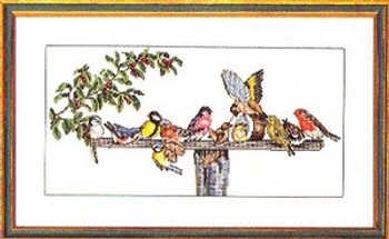 7714076 Eva Rosenstand Kit Birds At The Feeder 20" x 12"; Linen; 25ct