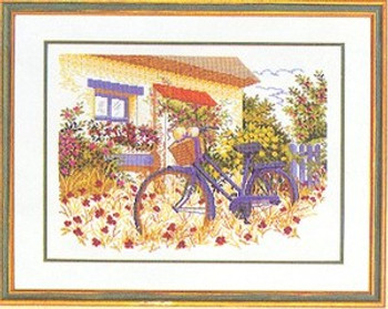 7714153 Eva Rosenstand Kit Bicycle In The Garden 20" x 16"; Linen; 25ct