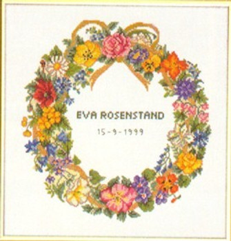 7712678 Eva Rosenstand Kit Floral Wreath 12" circle; Linen; 25ct