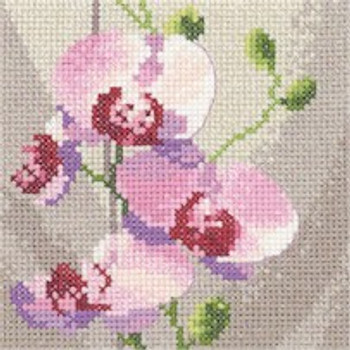 HCK688A Heritage Crafts Kit Mini Orchids by John Clayton 4.25" x 4.25" ; Aida; 14ct