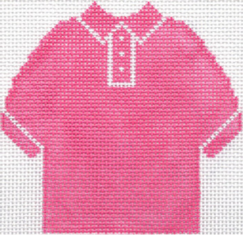 SN56 Hot Pink Polo Shirt Ornament 4.75 x 4.75 13 Count Silver Needle Designs