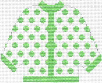 SN49 Lime Green Polka Dot Cardigan Ornament 5.5 x 4.5 13 Count Silver Needle Designs