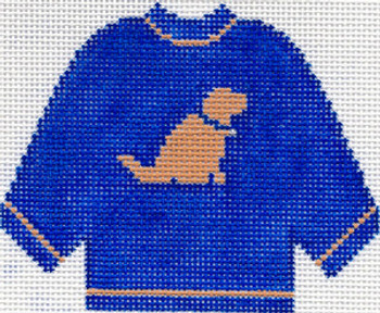SN82 Blue Sweater with Yellow Lab Ornament 5.5 x 4.5 13 Count Silver Needle Designs
