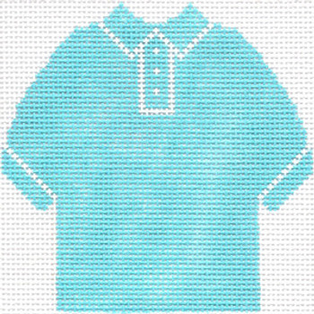 SN63 Sky Blue Polo Shirt Ornament 4.75 x 4.75 13 Count Silver Needle Designs