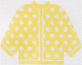 SN72 Yellow w/ White Polka Dots Cardigan Ornament 5.5 x 4.5 13 Count Silver Needle Designs 
