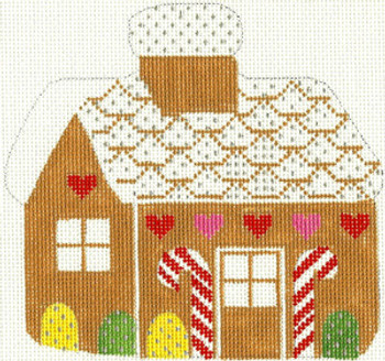 SN281 Gingerbread House Ornament 5 x5 18 Count Silver Needle Designs