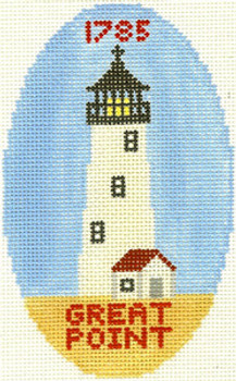 SN511 Great Point Lighthouse Ornament 5 x3 18 Count Silver Needle Designs