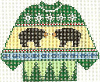 SN595 Bears Sweater Ornament 5.5 x 4.25 13 Count Silver Needle Designs