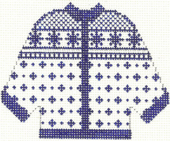 SN676 Blue Alpine Cardigan Ornament 4.5 x 5.5 13 Count Silver Needle Designs