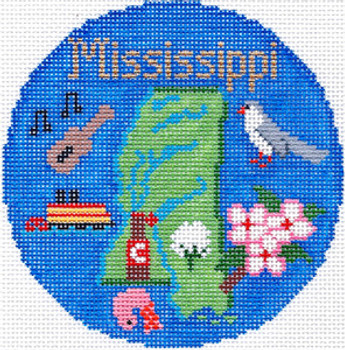 SN707 Mississippi Ornament 4.25 round 18 Mesh Silver Needle Designs