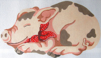 SN22 Pink Pig Pillow 8 x 14 13 Count\ Silver Needle Designs